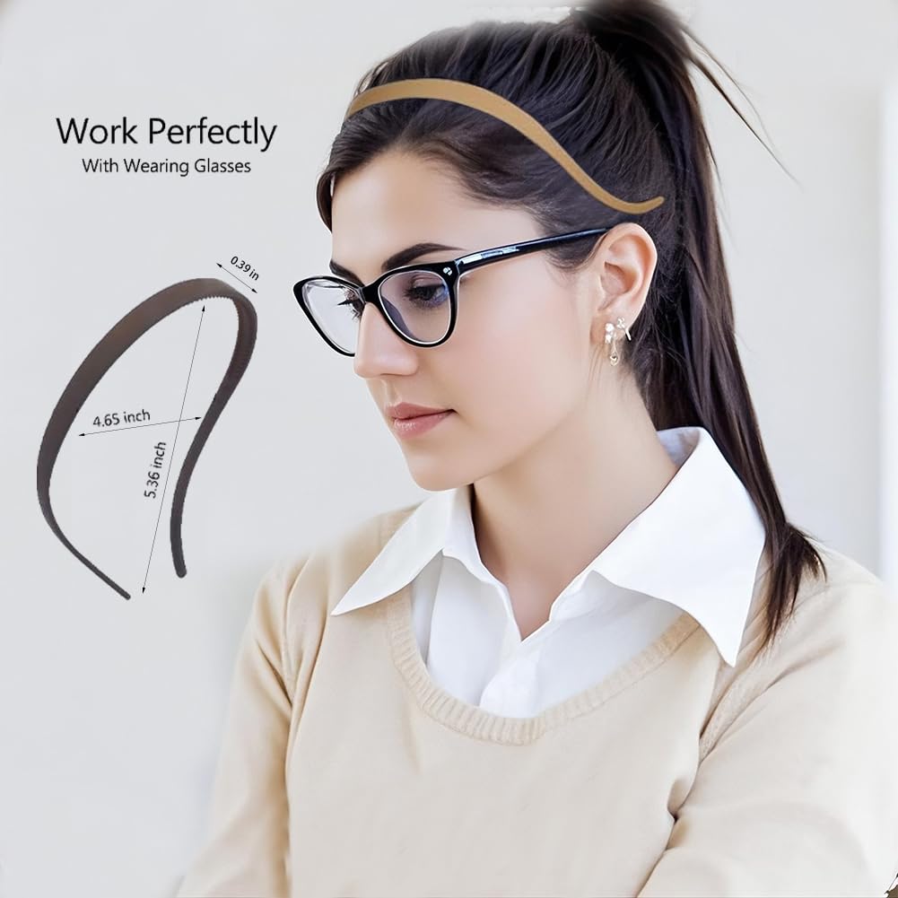No Headache No Pressure Headbands for Glasses Wearers 3pcs Comfortable Non-Slip Sunglasses Headband Flex Matte Plastic Hairbands with Teeth Hair Accessories for Women & Girls