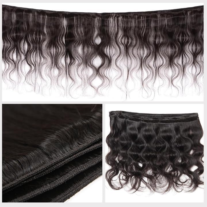12A Body Wave Human Hair Extensions - 24 Inch Natural Black Virgin Hair Bundle
