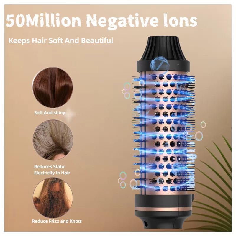 IUI Beauty Thermal Brush, IUI Beauty 3-in-1 Negative Ion Thermal Brush, Perfect Style in 30 Seconds, Snag-Free bristles for a Smooth, Seamless Glide, Up to 410°F Leafverve((Black)