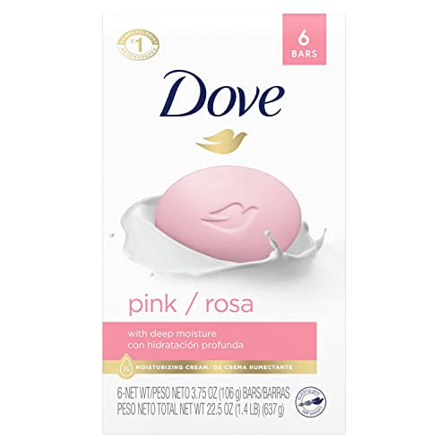 Dove Beauty Bar Gentle Skin Cleanser Pink 6 Bars Moisturizing for Soft Care More Than Soap 3.75 oz & Beauty Bar More Moisturizing Than Bar Soap for Softer Skin