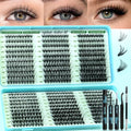 600 Pcs Wispy Lash Clusters Kit, D Curl Lashes Clusters Natural Look 9-16mm Individual Super Thin Band DIY Cluster Eyelash Extensions Kit with Bond Seal Tweezers Brush (30D 40D 50D Mix)
