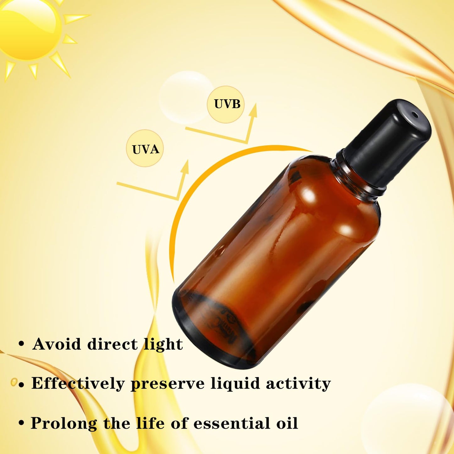 HEYLEAYAR 50ML Roller Bottles for Essential Oil, 3 Pack Empty Amber Glass Roller Bottle for Perfume Oil, Roll on Bottles with Stainless Steel Roller Balls, Opener, Funnel and Dropper