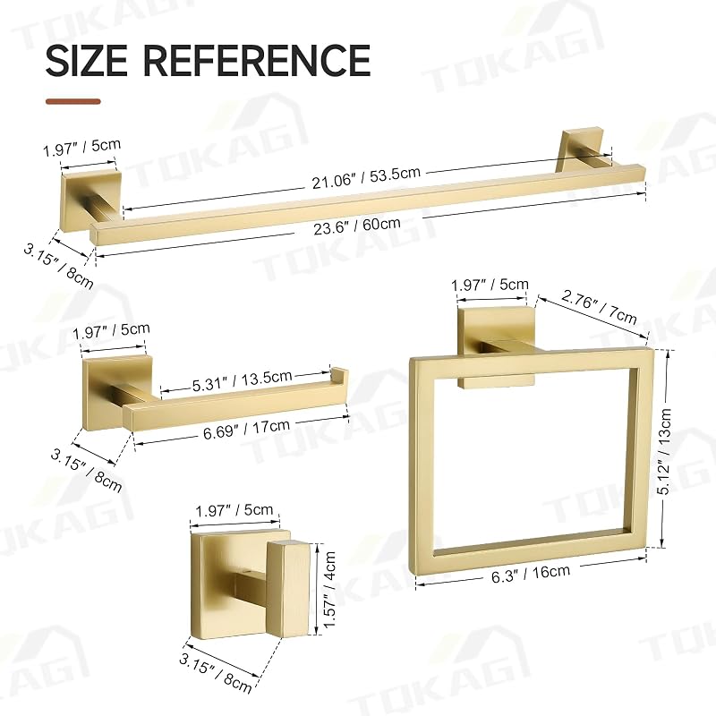 Brushed Gold 10-Piece Bathroom Hardware Set SUS304 Stainless Steel Wall Mounted