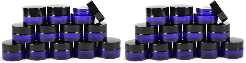 2-Pack 15 ml Cobalt Blue Glass Jars with Inner Liners and Dome Lids – 0.5 Ounces Each