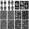 229pcs Henna Tattoo Stencils, 19 Sheets Temporary Tattoo Stencils for Women Face Body Paint DIY Art Glitter Airbrush Tattoo Pack