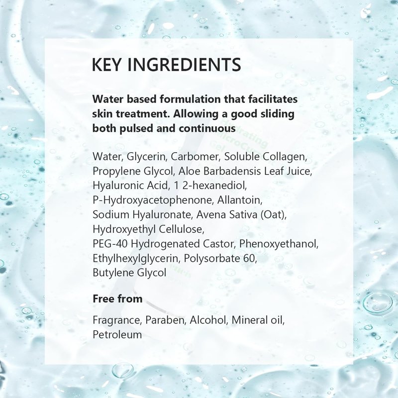 Hydrating Microcurrent Conductive Gel, Fragrance-Free, Paraben-Free, Gel Primer with Hyaluronic Acid, Non-irritating, Moisturizing Gel for RF, 300g Tube, Clear