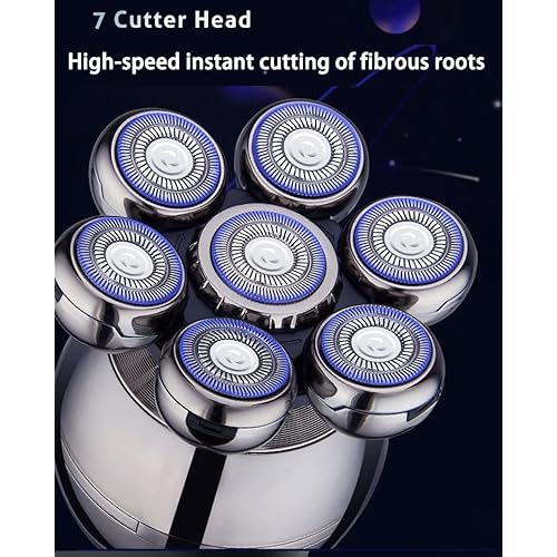 Upgrade 7 Heads Men¡¯s 5-in-1 Electric Head Shaver for Bald Men,Multifunctional Electric Razor for Men£¬Cordless Rechargeable Travel Groomin Hair Trimmer Kits