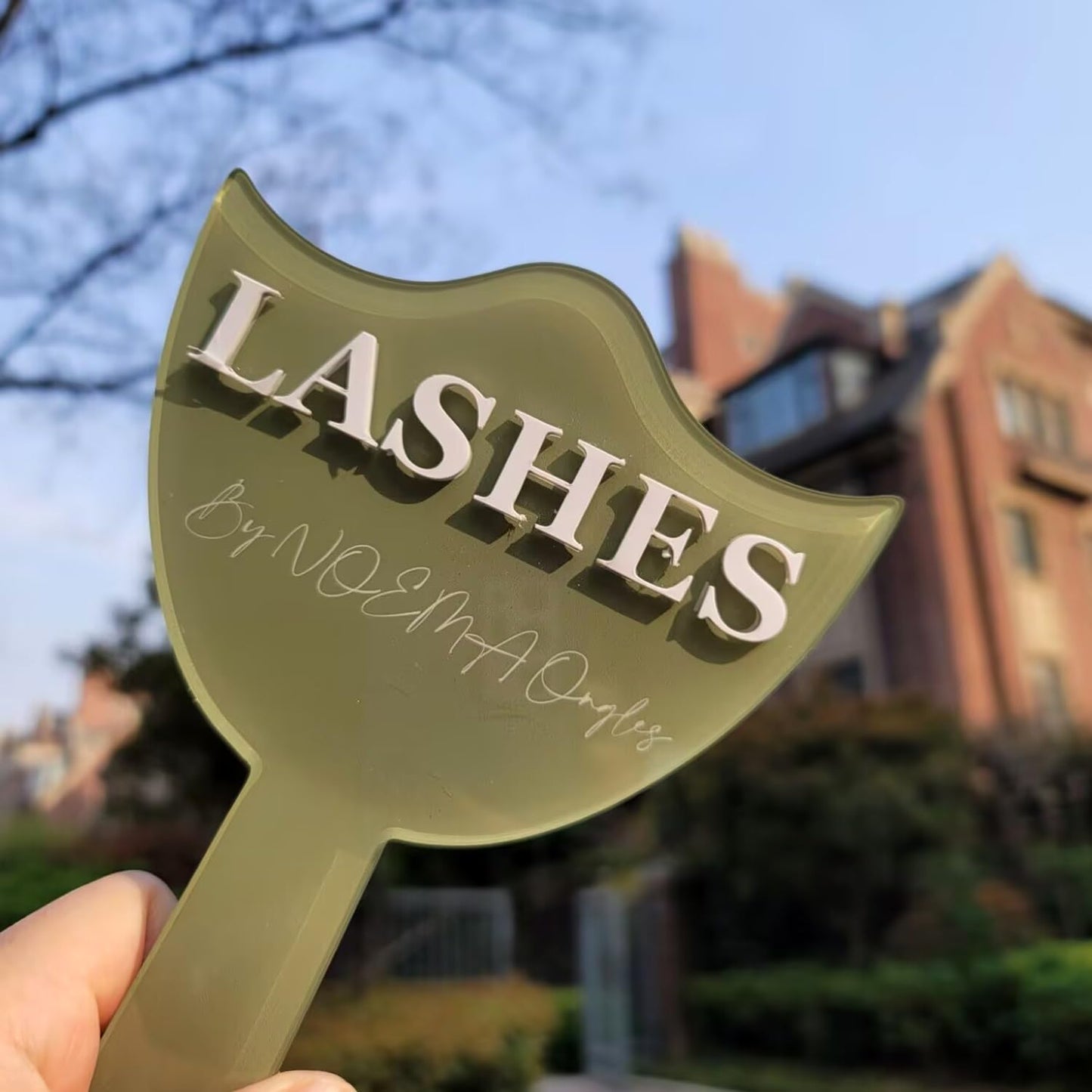 XFYSDIY Custom Mirror Prop, Custom Beauty Technician Social Media Prop, Handheld Mirror Social Media Prop, Aesthetics Props, Salon Decor, Mirrors for Lash Techs(Pink)