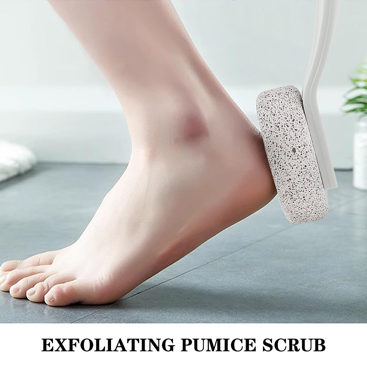 Long Handle Pumice Stone, Exfoliating Dead Skin Remover with 35cm Handle for Easy Foot Care - Suitable for Pedicure, Massage and Scrubbing