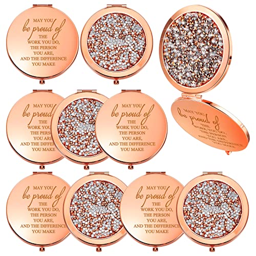 Rose Gold Compact Mirror Set - 10 Pcs Inspirational Makeup Mirrors for Women Variation of THIS listing