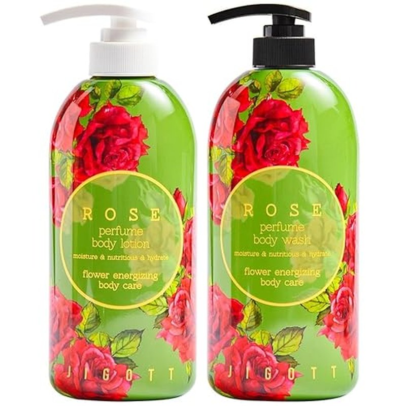 Jigott - Rose Perfume Body Wash 25.36 FL OZ / 750ml + Rose Perfume Body Lotion 16.9 FL OZ / 500ml