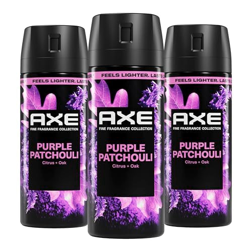 Axe Purple Patchouli Body Spray - Long-Lasting Fragrance, 3 Pack