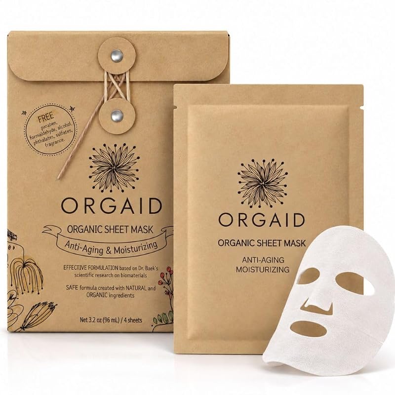 Organic Sheet Mask - Anti-Aging & Moisturizing, 4-Pack, Made in USA
