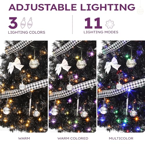 YITAHOME 6ft Prelit Black Christmas Tree with Remote Control, Festive & Eerie Atmosphere