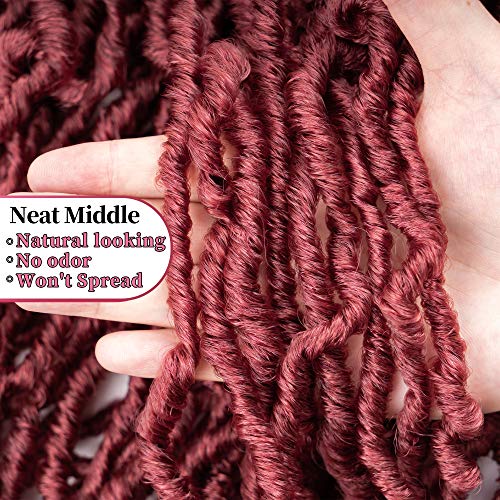 FALEMEI 36 Inch Burgundy Faux Locs Crochet Hair Extensions Pack of 6 - Soft, Pre-Looped, Lightweight, Full Head Ready