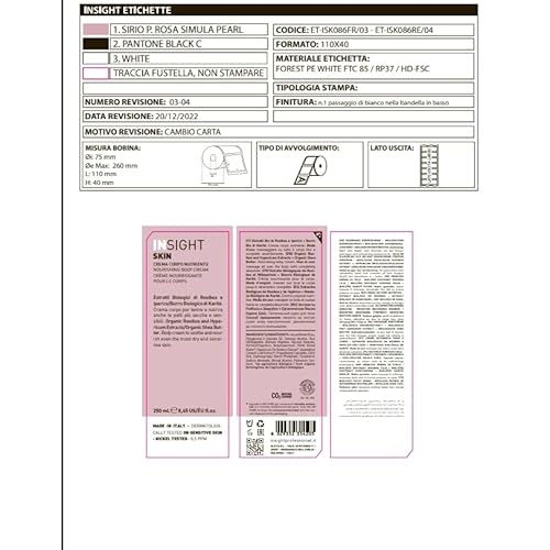 Insight Skin Nourishing Body Cream with Hypericum, Shea & Rooibos Extracts for Smoothing Hydration, 8.5 Fl. Oz. / 250 mL