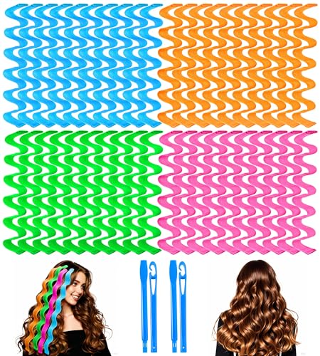 40 Pcs Heatless Wave Curlers for Long Hair - 21.65 Inch Styling Set with Hooks
