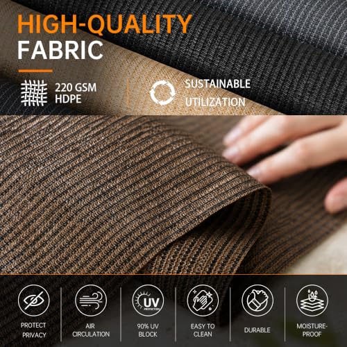 Mocha Outdoor Roller Shades 8' W x 8' H - Cordless Sunblock & Privacy Screen