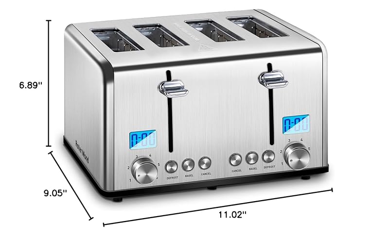 Countdown 4-Slice Toaster with Extra Wide 1.5" Slots, Bagel/Defrost/Cancel - Silver, 1650W
