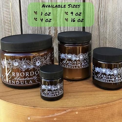 Calendula Cream 9oz Amber Jar Contains Comfrey, Oregon Grape, Aloe, Beeswax. Tattoo Aftercare Kit Essential. Soothing Eczema Salve. Home Grown and Hand Poured Since 1984