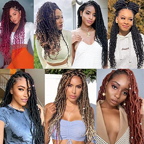 Goddess Locs Crochet Hair 20 Inch Faux Locs with Curly Ends - 6 Packs, 27#
