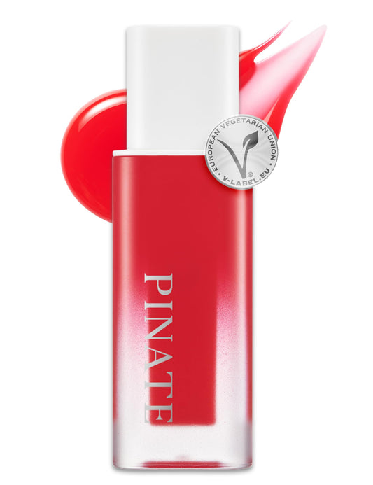 PINATE Natural Bloom Korean Lip Plumper Red Camelia | Moisturizing Lip Booster Plumping Oil Tint Serum Enriched w/Camellia & Safflower Serum| Non-Irritating Color Changing Lip Oil