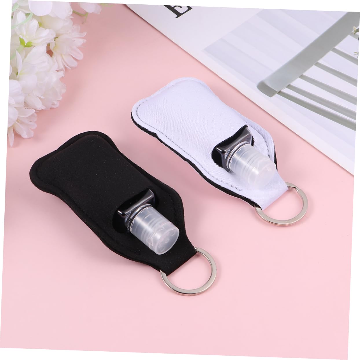 Ipetboom 4 Set Refillable Bottles with Keychain Holders Portable Empty Hand Containers for Soap Lotion and Liquids Bottles Neoprene Covers