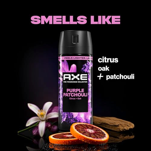 Axe Purple Patchouli Body Spray - Long-Lasting Fragrance, 3 Pack