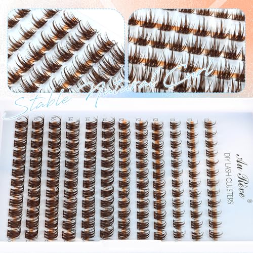 Lash Clusters Brown Fairy Eyelash Clusters DIY Eyelash Extensions 10-16MM D Curl Natural Individual Lashes Wispy 120Pcs Manga Lashes Cluster, DIY Lash Extensions at Home