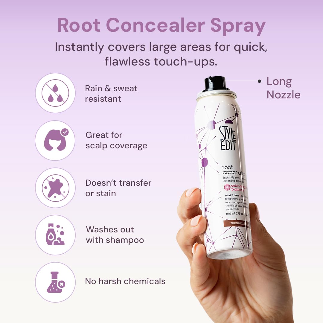 Medium Brown Root Concealer - Touch Up Spray For Medium Brown Hair Color - Temporary Instantly Covers Grey Hair, Pack of 1