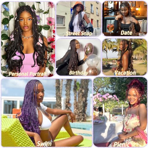 French Curl Crochet Braids 18 Inch Goddess Box Braid Hair - 8 Packs, 1B# Variation