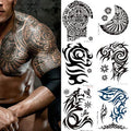 6-Sheet Large Temporary Tattoos for Men Adults Women ? Waterproof Fake Tattoos with Chest Arm Shoulder Tribal Designs ? Realistic Big Body Art for Parties and Cosplay