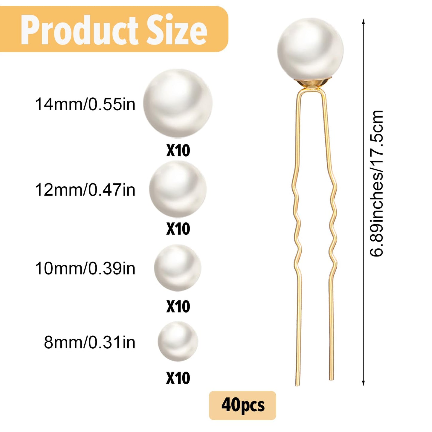 YUXIANLB 40 PCS Pearl Hair Pins Wedding Pearl Hairpins U Pearls Shaped Hair Accessories Bridal Bobby Pins White Pearls Bobby Clip Gold Vintage Headpiece Jewelry for Brides Bridesmaids Women Hairstyles