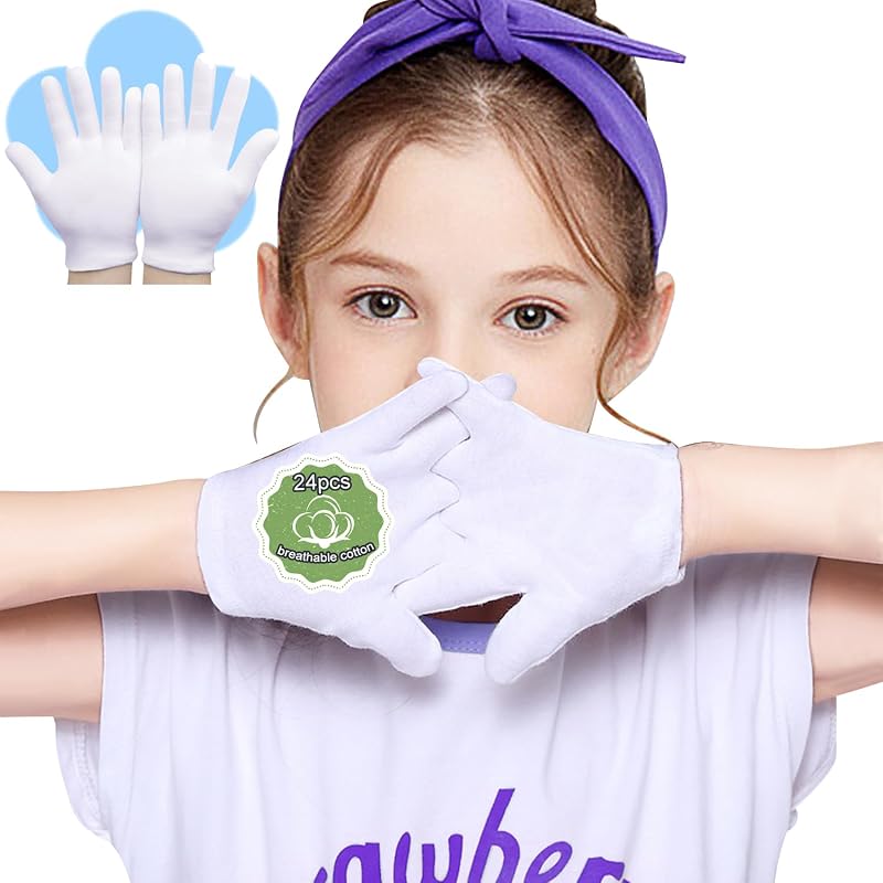 Moisturizing White Cotton Gloves 24 Pcs for Dry Hands – Variation White+48+S