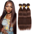 NecvDcvs #4-S Brown Human Hair Bundles 20-24 Inch Straight Virgin Brazilian Extensions