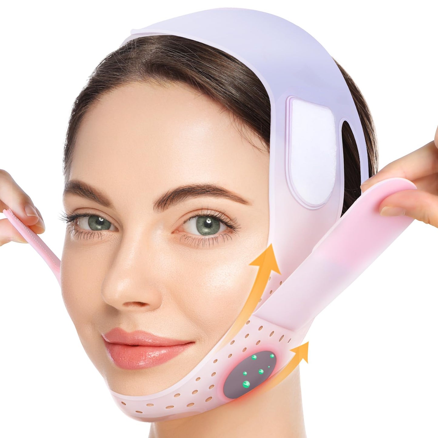 JUSRON V-Line Mask Chin Up Mask Face Strap, Soft Silicone Chin Strap V Shaped Face Mask 23-27 Inches (Pink)