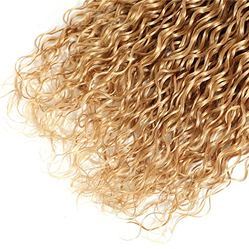 Honey Blonde Water Wave Hair Bundles - #27-W, 12-16 Inch, 3 Pack, Unprocessed Brazilian Virgin Remy Human Hair