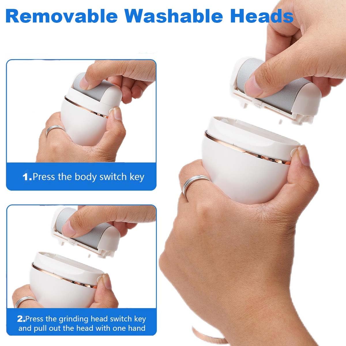 Electric Foot Callus Remover, Portable Electric Foot File with 15 in 1 Professional Pedicure Kits,Rechargeable Pedicure Tools for Foot Care, Waterproof Remover Cracked Feet & Dead Skin, Gift (White)