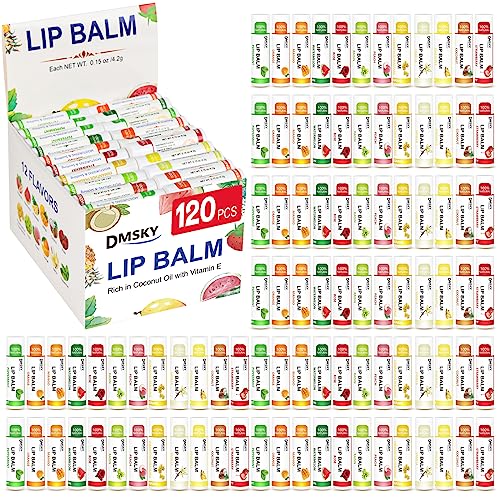 120 Pack Natural Lip Balm Set - 12 Flavors, Deep Hydration, Bulk Gift