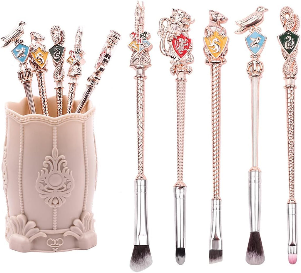 【2 Color Options】 Harry Gifts Potter Metal Makeup Brushes Set Gifts Wi-zard Wand Makeup Brushes Set for Women Magic Eye Shadow Eyeliner Blending Lip Brush - Brushes Holder Pot Not Included
