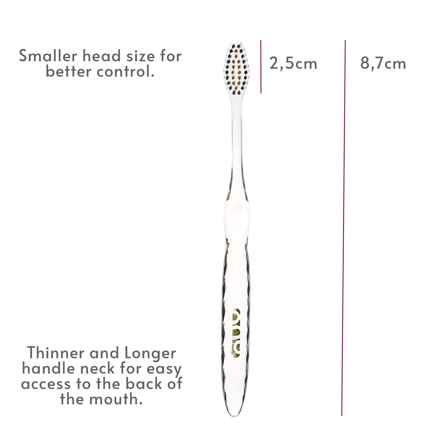 Nano-b Manual Toothbrush for Adults with Sensitive Gums, Gold & Charcoal Soft/Medium Bristles, Travel Case, Pink