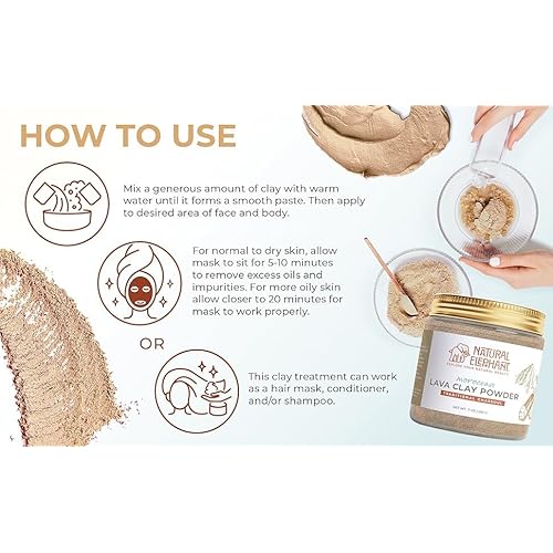 Natural Elephant Ghassoul (Rhassoul) Moroccan Lava Clay Powder | 100% Pure & Natural Face & Body Mask Powder | 1lb Bag Pack of 3 450g Bags