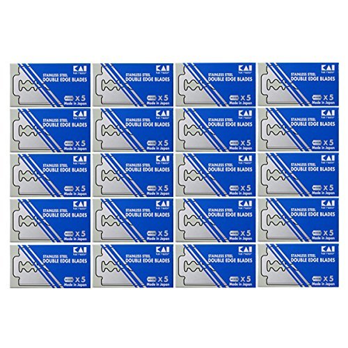 Kai Double Edge Safety Razor Blades 100-Pack Made in Japan, Sharp & Premium Stainless Steel
