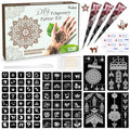 Brown Temporary Tattoo Kit,Temporary Tattoos Stencils Kit (3pcs Brown tattoo cones 6 Reusable Templates 1Pcs Tattoo Outline Pen)£¬ Waterproof,DIY Body Art for Women Men