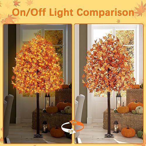 7FT Autumn Maple Tree Light with 170 LEDs & Acorns - Fall Decor with Remote - Variation of THIS listing