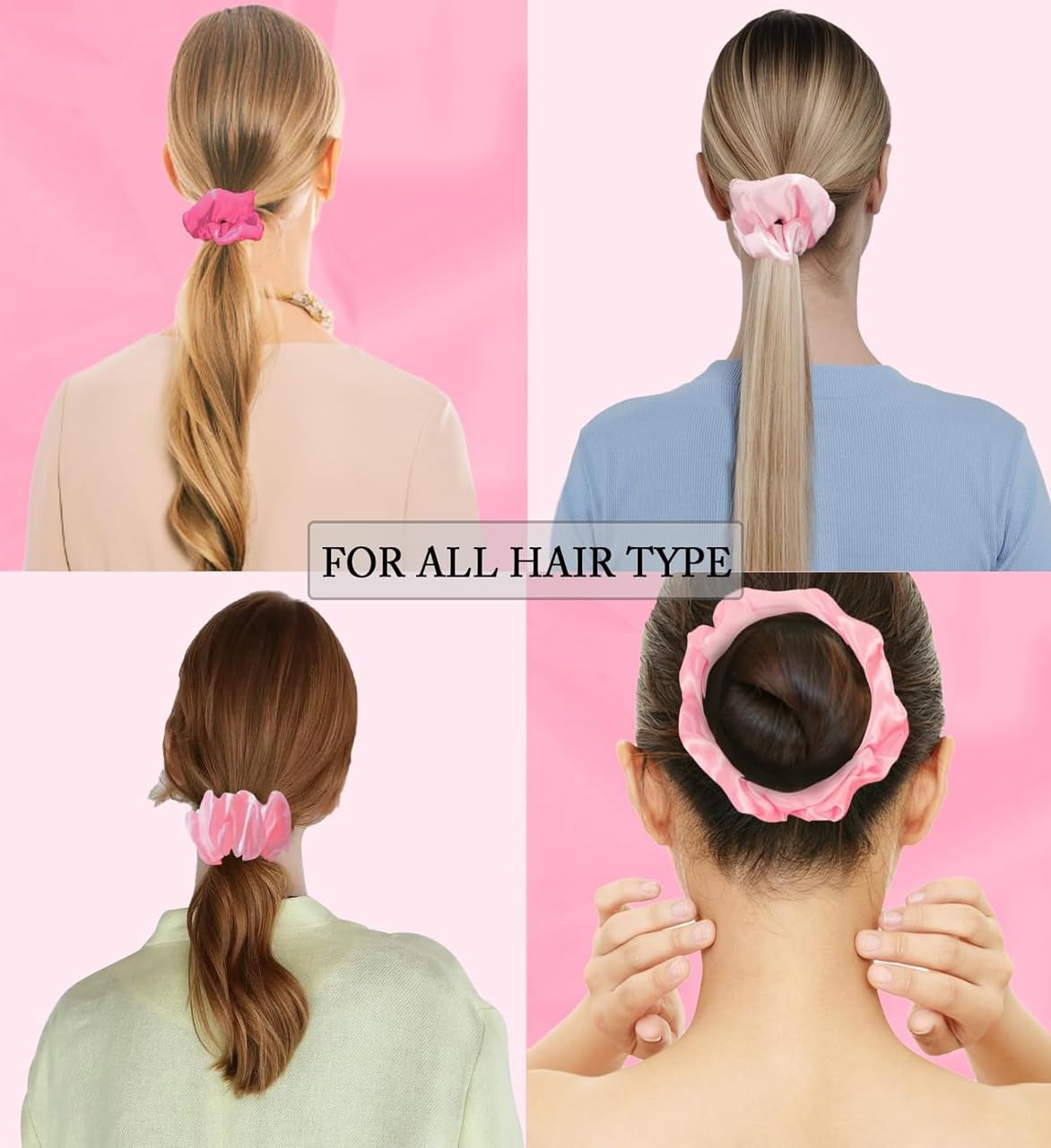 Satin Scrunchies for Women, Silk Hair Ties, Gentle on Thin & Thick Hair and Girls Mulberry Silk Hair Ties for Thick Curly & Thin Hair Soft Ponytail Holder No Damage 16 Pcs