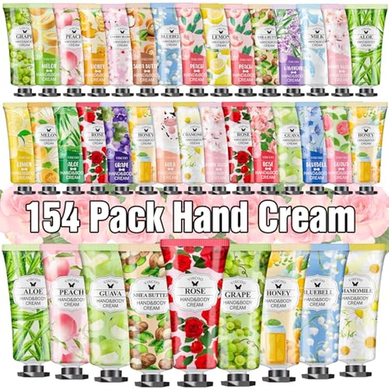 154 Pack Hand Cream Gifts Set for Women,Easter Basket Stuffers,Mothers Day Gifts,Teacher Appreciation Gift,Nurse Week Gift,Mini Hand Lotion Travel Size in Bulk for Dry Cracked Hands