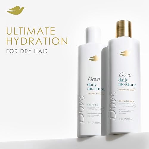 Dove Damage Therapy Shampoo Daily Moisture for Dry Hair with Bio-Protein Care Technology and Hyaluronic Serum 12 Fl Oz