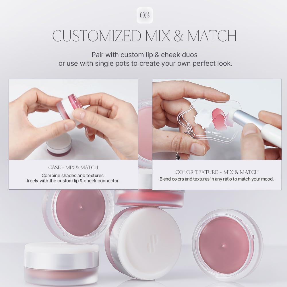 Heart Percent Dote On Mood Custom Lip & Cheek Single, Soft Velvety Tinted Balm Matte (Fog Pot) Air-Fit Mist Textures Multi-use Blush & Lip Tint 4.7g, M07. Plum Rose