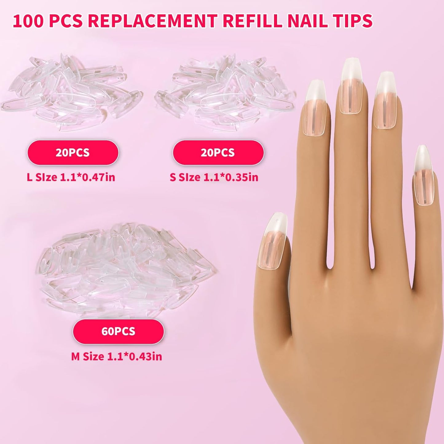 Flexible Acrylic Nail Practice Hand - Realistic Mannequin for Training & Nail Tips